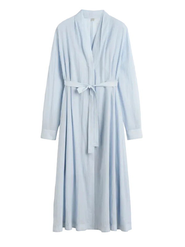Belted Cotton Voile Dress in Sky Belted Cotton Voile Dress in Sky