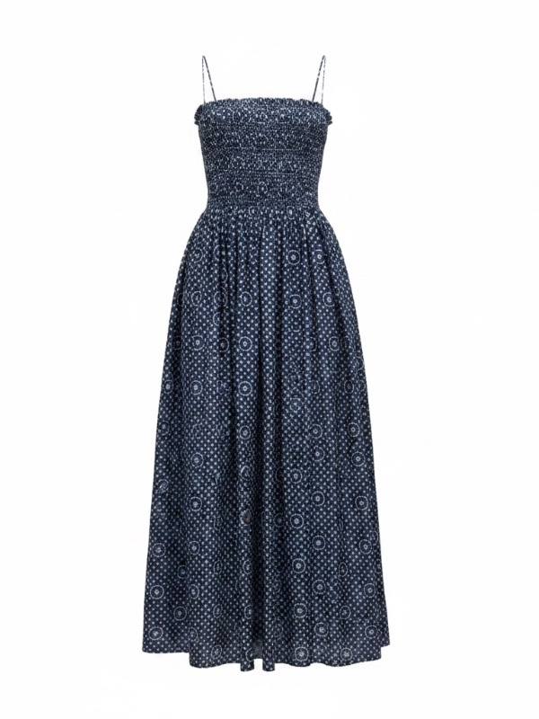Matteau Shirred Bodice Dress in Blue