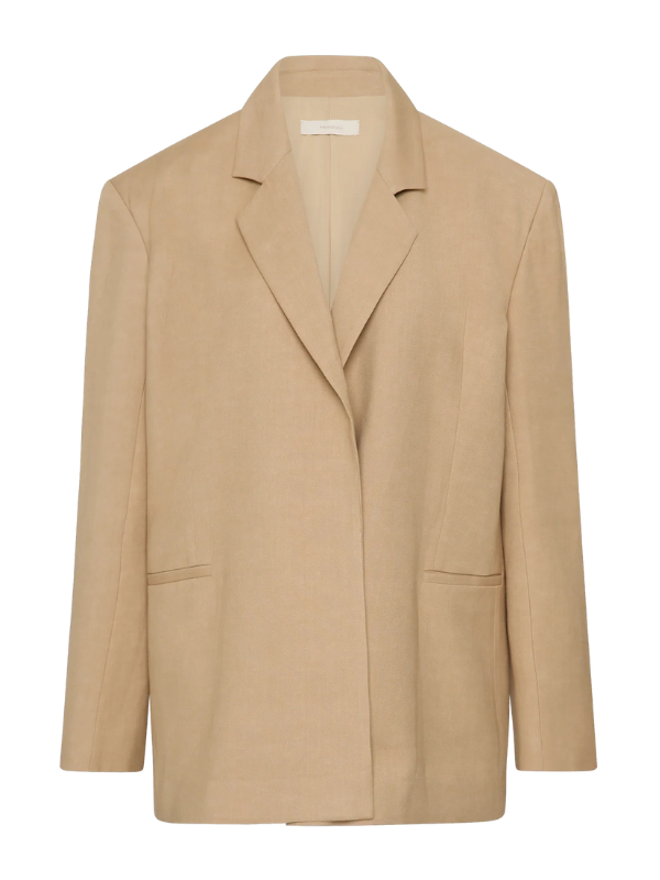 Felix Blazer in Sahara by FaithFull - A relaxed, oversized boyfriend-style blazer with a V-neckline and lapel.