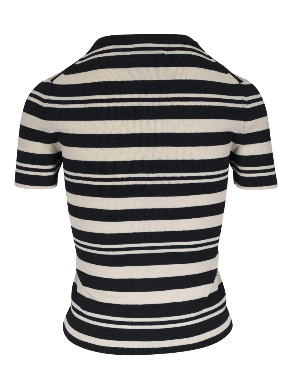 Oaklynn Silk Knit Sweater in Black/Ivory Stripe