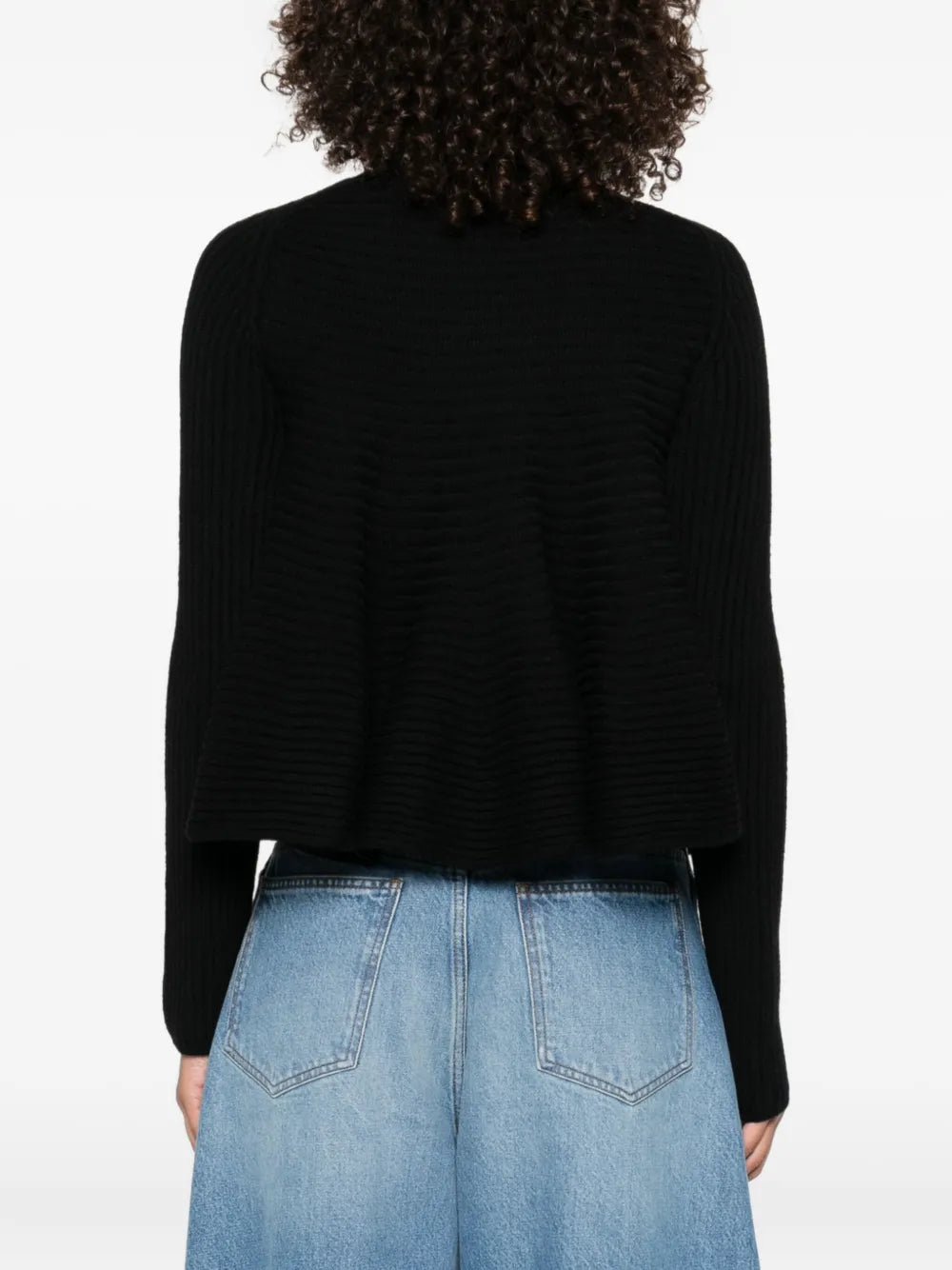 Back view of Astice Sweater in Black by Sportmax highlighting saddle sleeves design