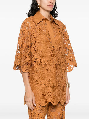 The Coco Lace Tunic Top in Biscuit