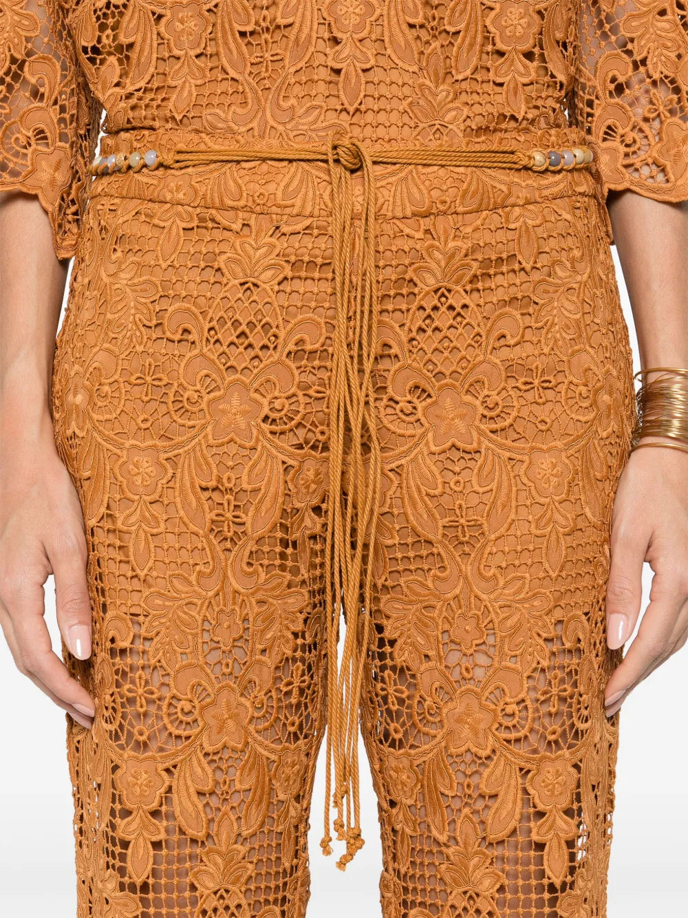 Coco Lace Flare Pant in Biscuit