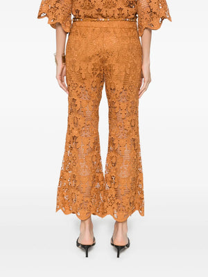 Coco Lace Flare Pant in Biscuit