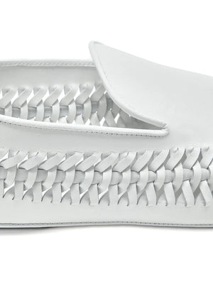 Proenza Schouler Whip Loafer in Ecru elegantly designed, emphasizing its padded insole for comfort.