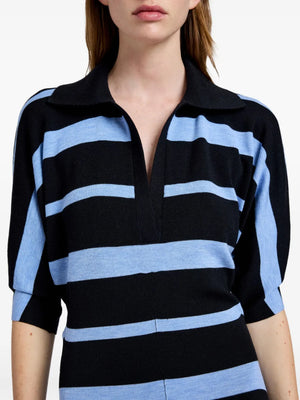Detail shot of the fabric composition of the Solana Dress in Black Multi, made from 71% wool and 29% silk by Proenza Schouler.