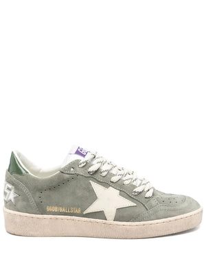Golden Goose Ball Star sneakers in Green/Cream/Black featuring a stylish green suede upper and white leather star.