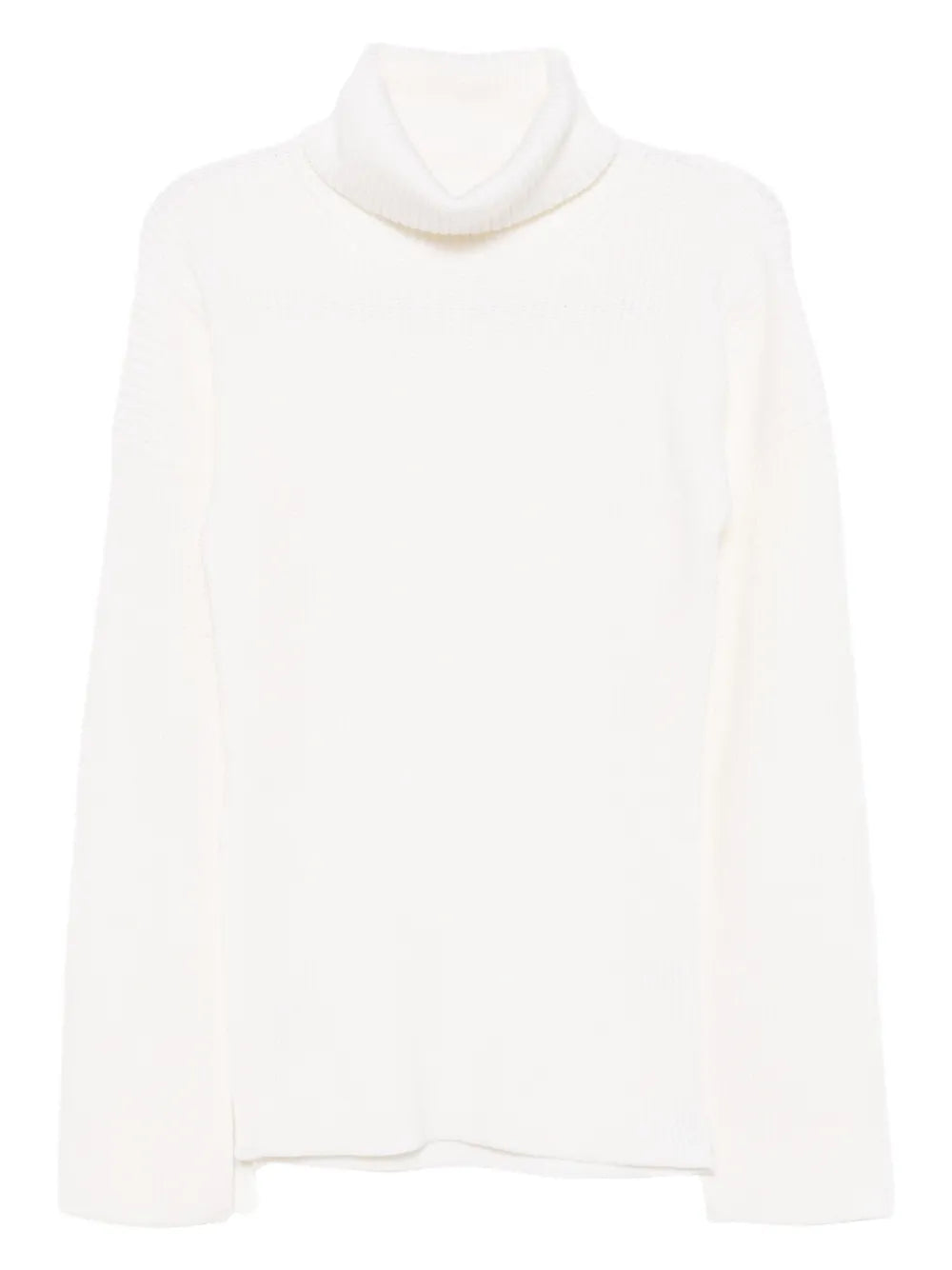 Slit Sleeve Knit in Ecru - a stylish turtleneck sweater women designed by TOTEME featuring high sleeve slits for enhanced movement.