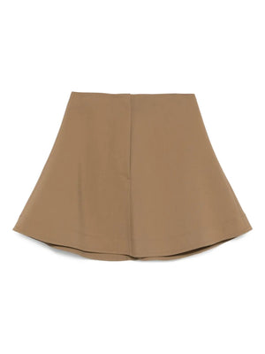 Tenna Skirt in Brown by Nanushka displayed on a model showcasing its voluminous A-line silhouette.