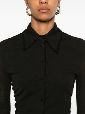 Nanushka Idana Shirt in Black - flat lay display emphasizing the chic design and premium polyester fabric.