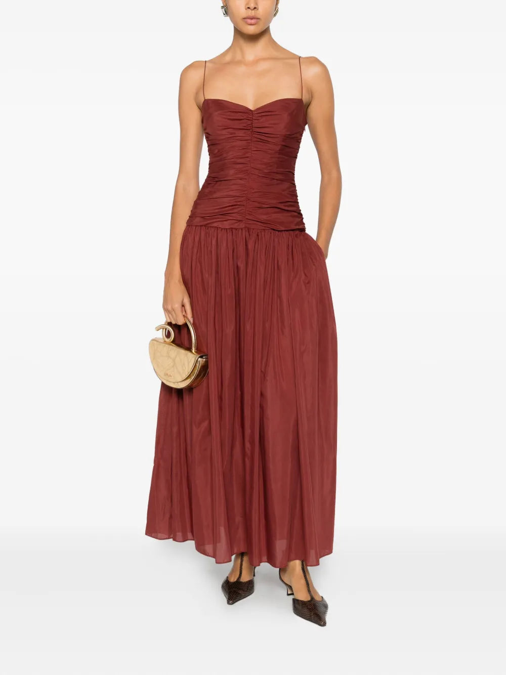 Matteau Gathered Drop Waist Dress in Maroc with a full gathered skirt, perfect for sunny celebrations.