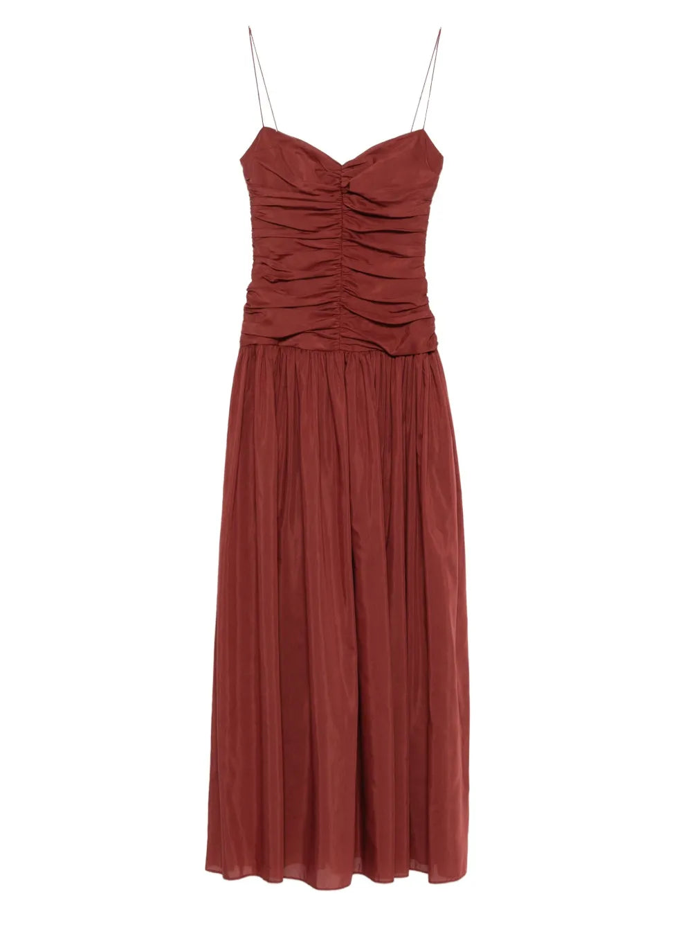 Gathered Drop Waist Dress in Maroc by Matteau featuring a sweetheart neckline and fine straps.