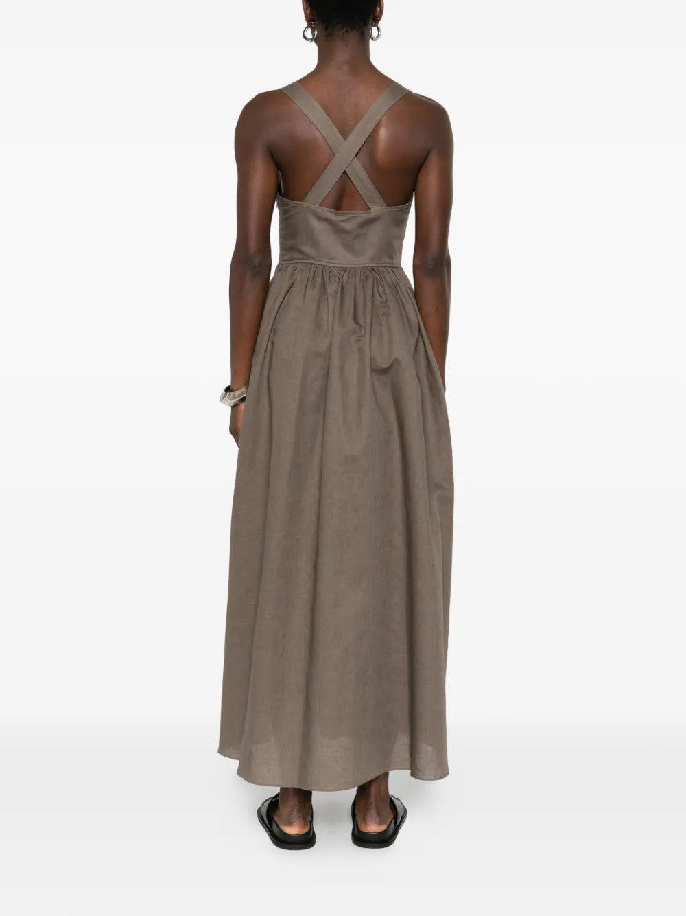 Matteau Crossback Linen-Cotton Midi Dress - Green Matteau Crossback Linen-Cotton Midi Dress - Green