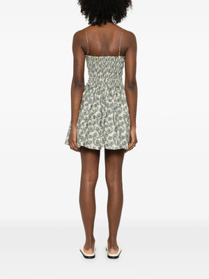 Mini Shirred Bodice Dress - Vine ZO Mini Shirred Bodice Dress - Vine ZO