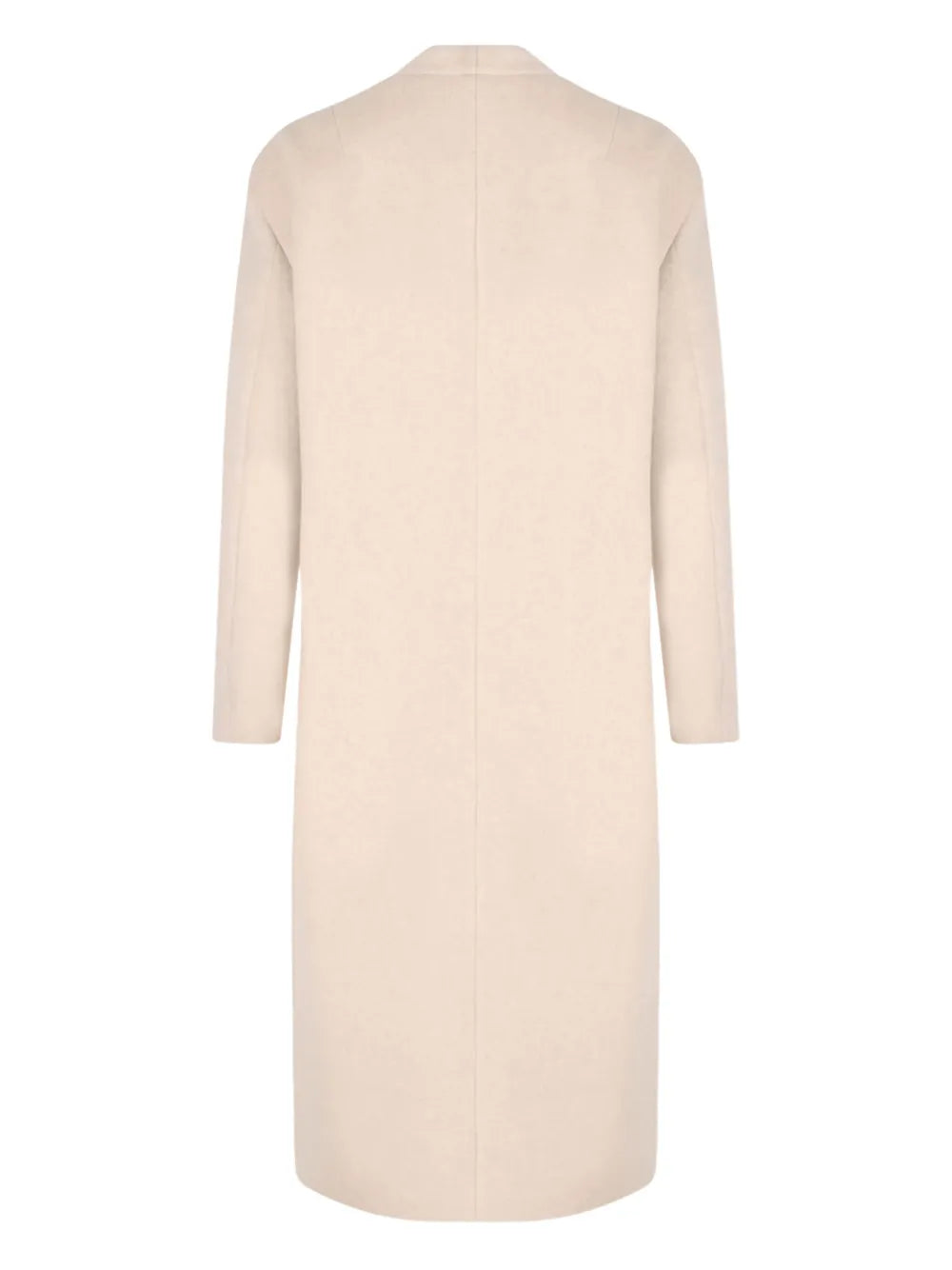 Close-up view of Florane Coat in Ecru showcasing its soft wool blend fabric and flap pockets.