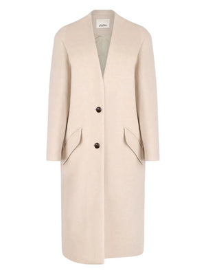 Florane Coat in Ecru by Isabel Marant featuring a stylish collarless design and buttoned front.