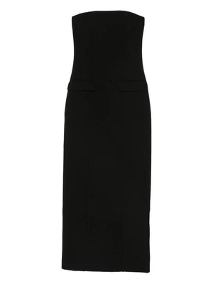Strapless Pocket Dress in Black by TOTEME showcasing a form-fitting silhouette and stylish pockets.