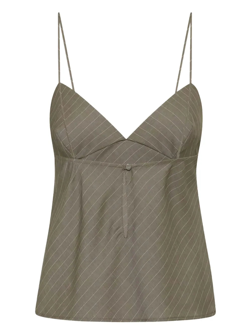 Bias Cami in Khaki Pinstripe