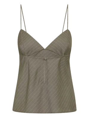 Bias Cami in Khaki Pinstripe
