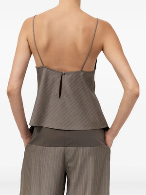 Bias Cami in Khaki Pinstripe