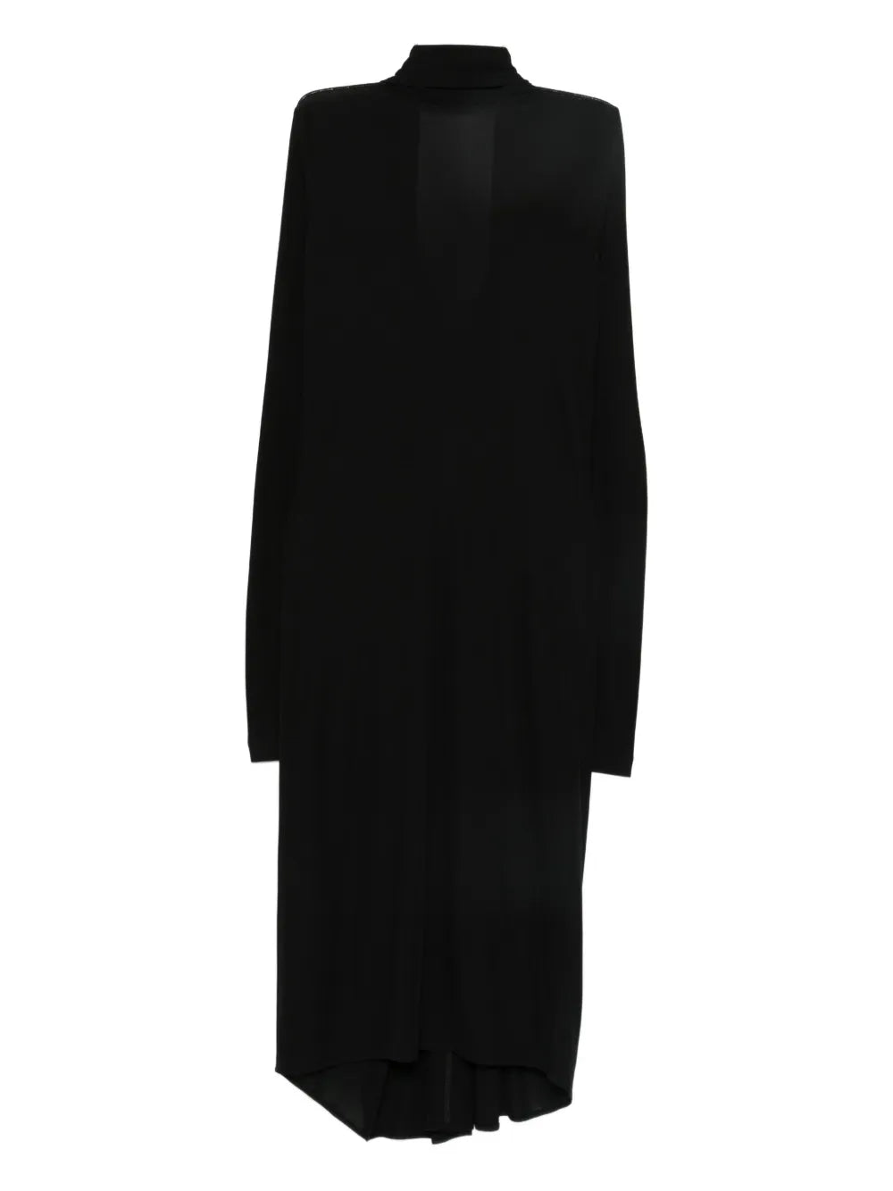 Cocoon Cape Dress in Black by TOTEME showcasing a fluid cocoon silhouette and elegant cape-style back panels.
