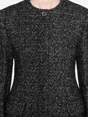 Collarless Cinched Jacket in Black/White