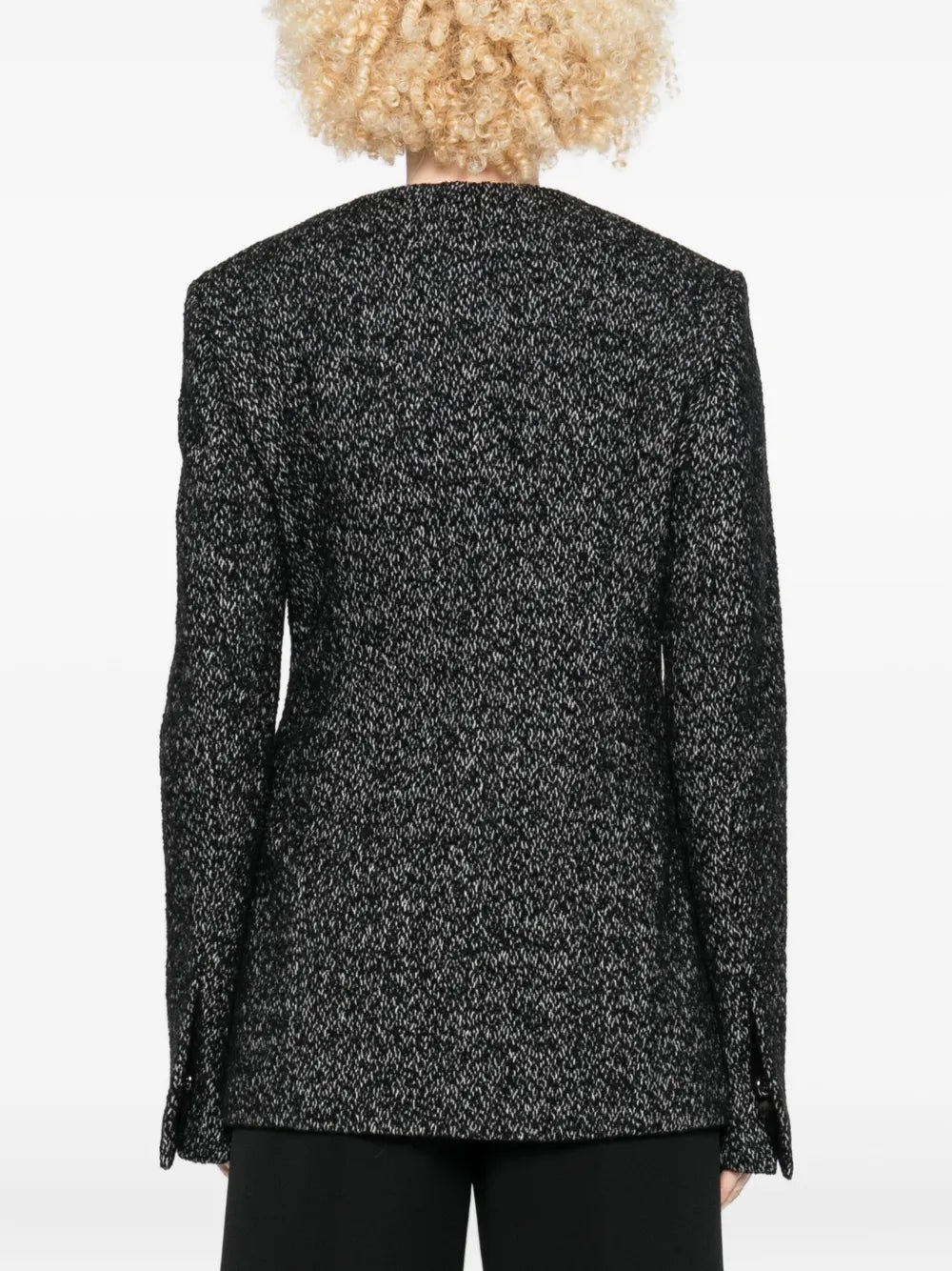 Collarless Cinched Jacket in Black/White