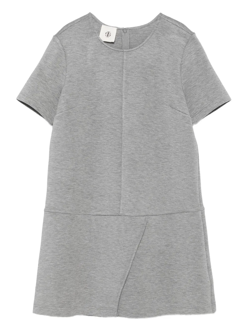 Nice Mini Dress in Grey Melange featuring flattering seam cuts and fold over skirt detail by THE GARMENT.