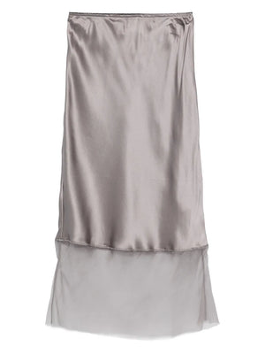 Elegant Catania Skirt in Smoke by THE GARMENT, crafted from 100% silk with a sheer contrast at the bottom.