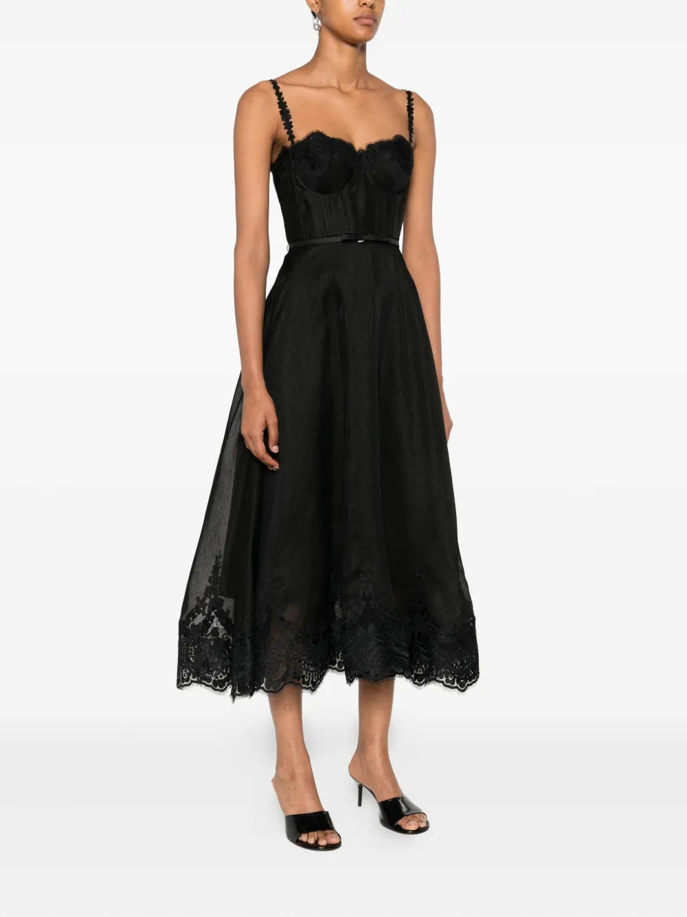 Hypnotic Lace Trim Gown in Black