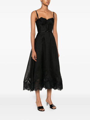 Hypnotic Lace Trim Gown in Black