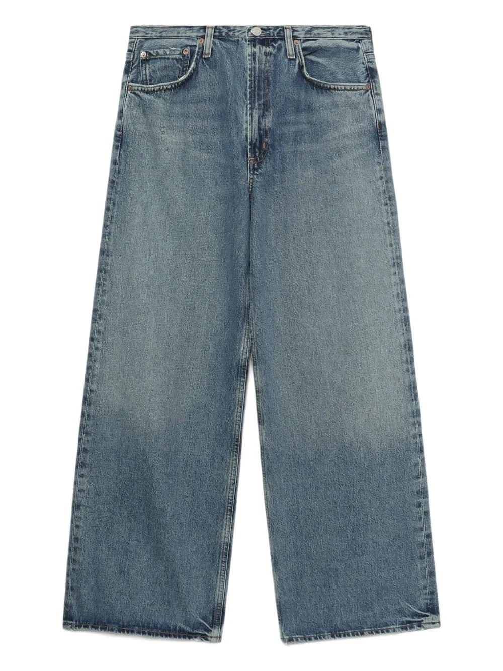 Kiera Jean in Downtown by Agolde showcasing a relaxed, low-rise silhouette with an exaggerated wide leg.