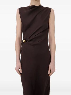 Roan Draped Dress in Brown