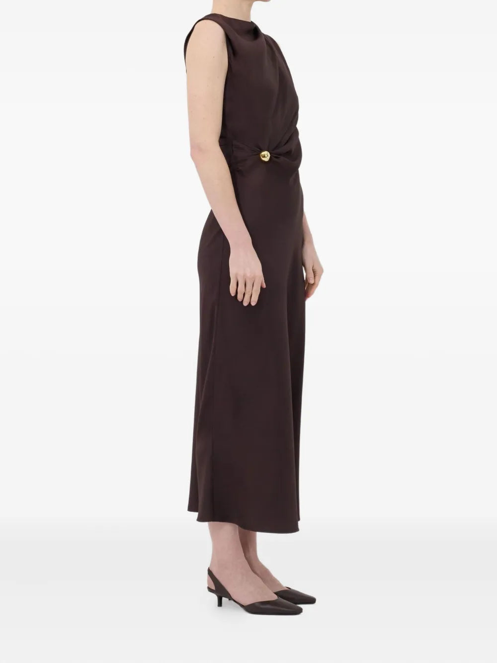 Roan Draped Dress in Brown
