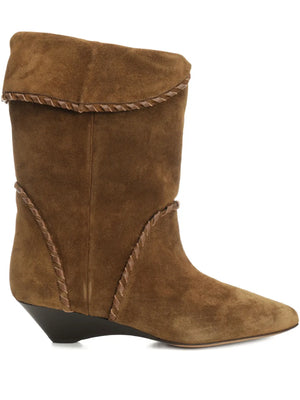 Edoa Boots in Light Bronze - Stylish soft suede with turn-down uppers and pointed toes.