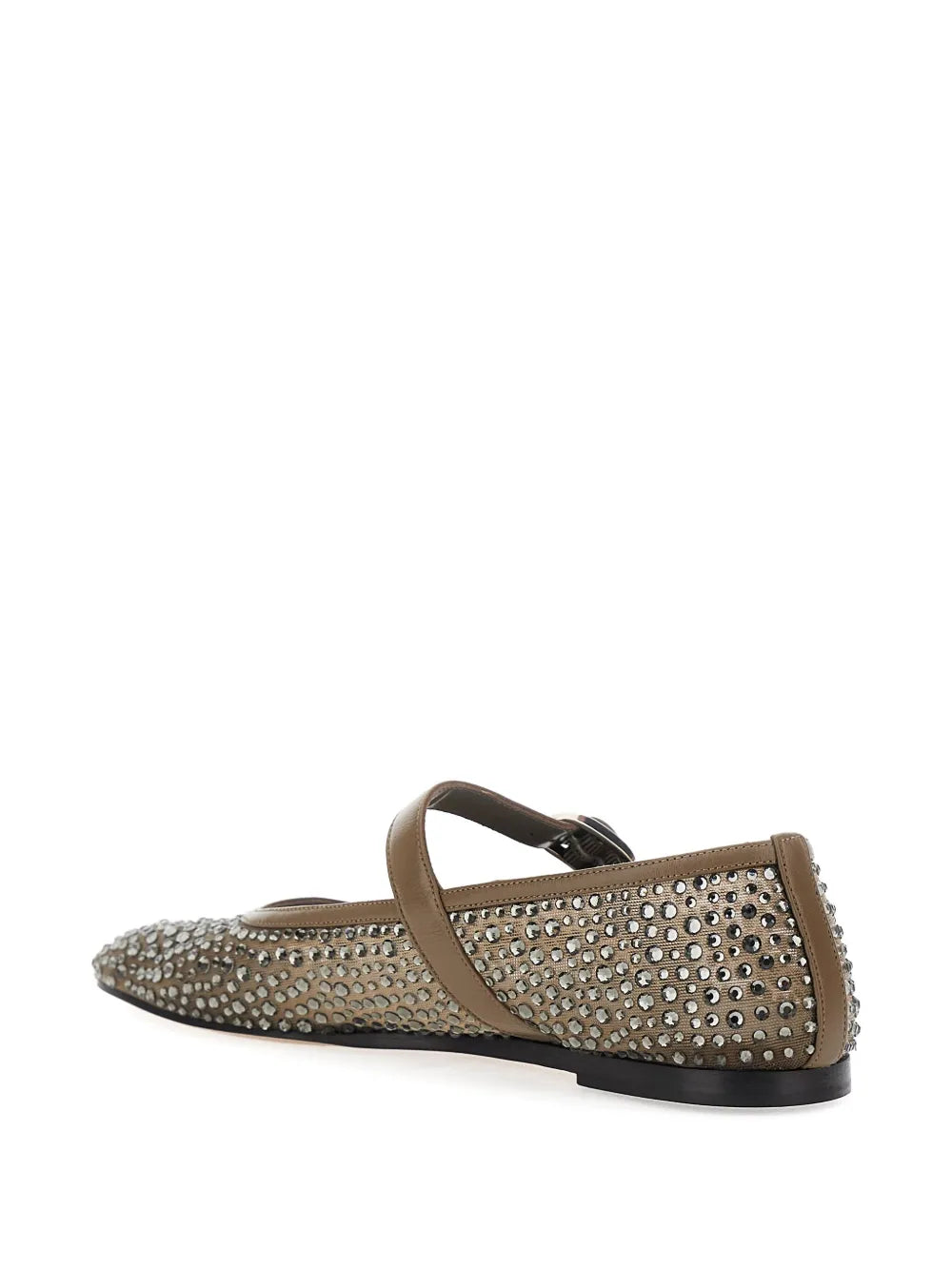 Side view of Ballet Mary Jane in Smokey, highlighting the leather piping and 10mm heel for a polished look.