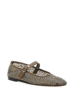 Close-up of Ballet Mary Jane in Smokey, showcasing the buckle fastening and cushioned calf leather insole for comfort.