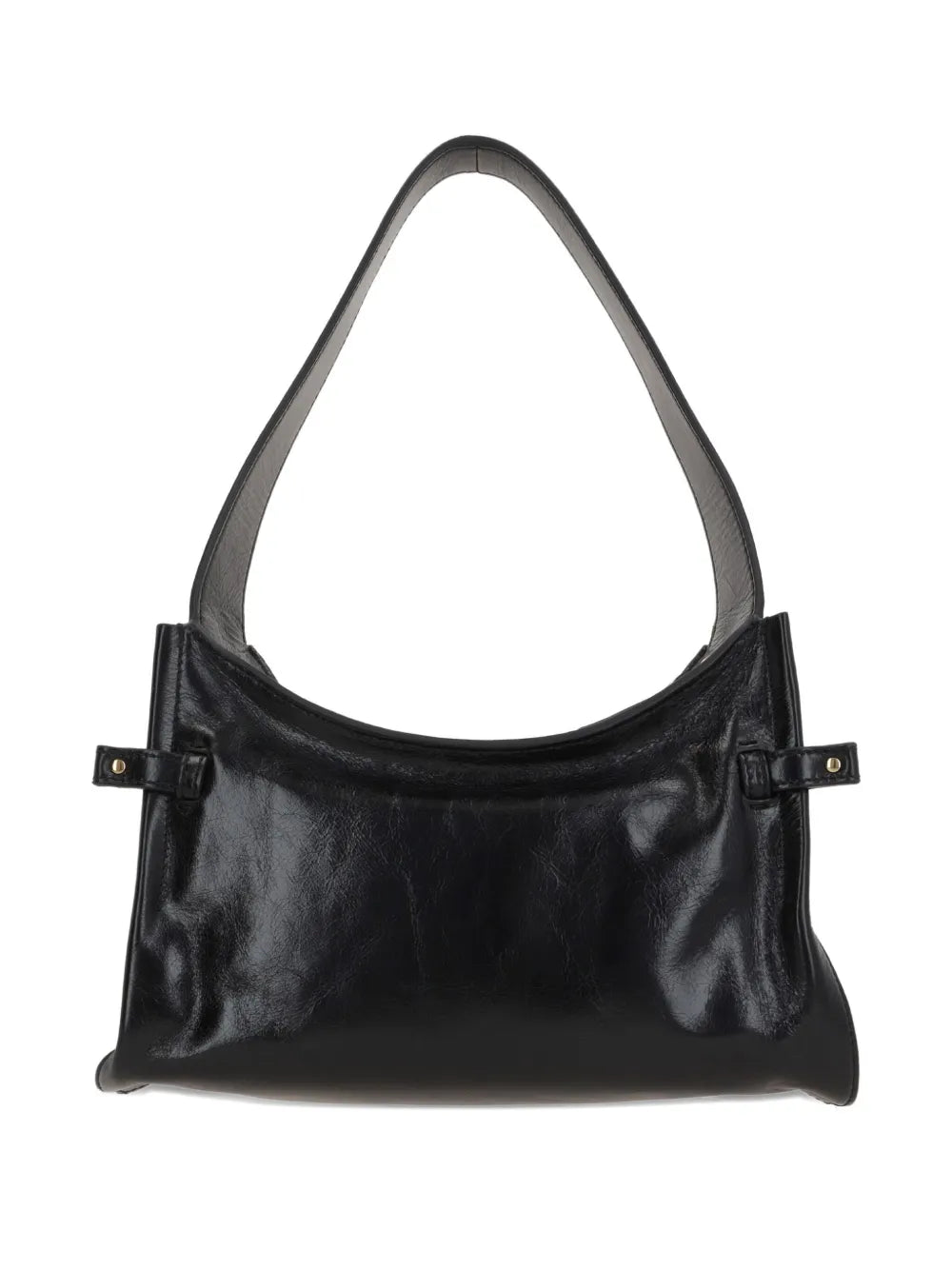 Side view of the Chloé Charms Hobo Bag in Black, demonstrating its supple silhouette and chic design.