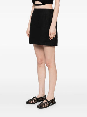 Alice Skirt in Black - detailed close-up of the texture showing the high-quality linen material.