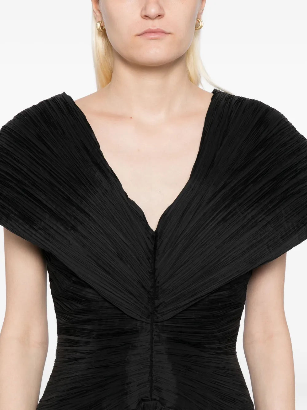 Avarie Plisse Mini Dress in Black
