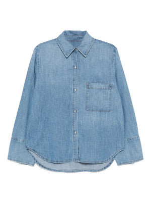 Luxurious Wilson Shirt in Vintage Wash by TWP, featuring a relaxed fit and lightweight cotton denim fabric.