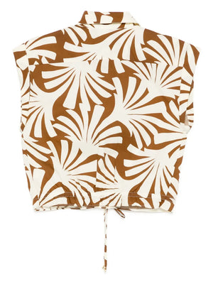 Detail shot of the fabric of the Octavia Top in Catalina Khaki, showcasing the soft 100% cotton material by Cara Cara.
