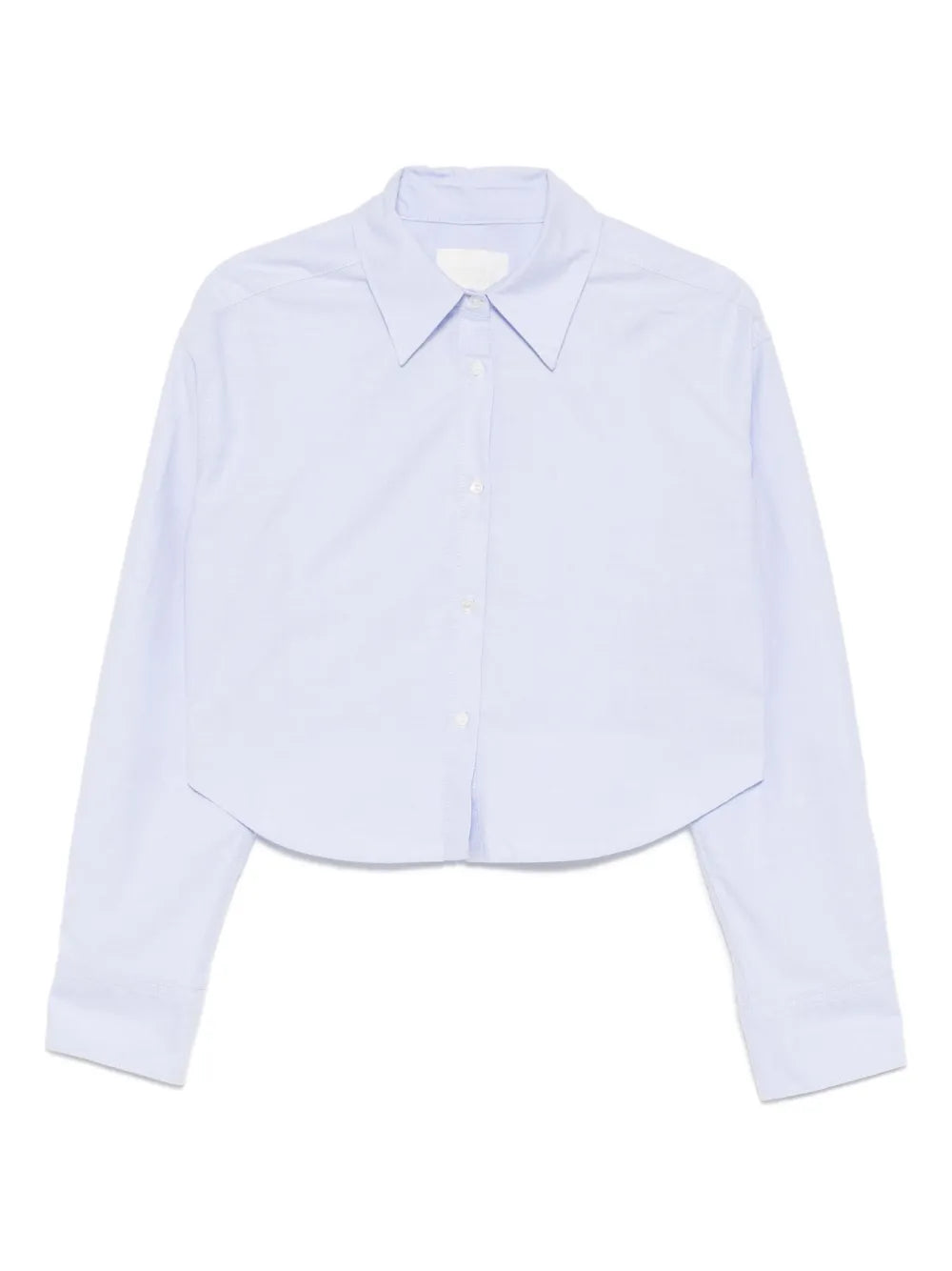 Ana Cropped Shirt in Blue from Citizens of Humanity, showcasing a stylish cropped silhouette with pointed collar and long sleeves.