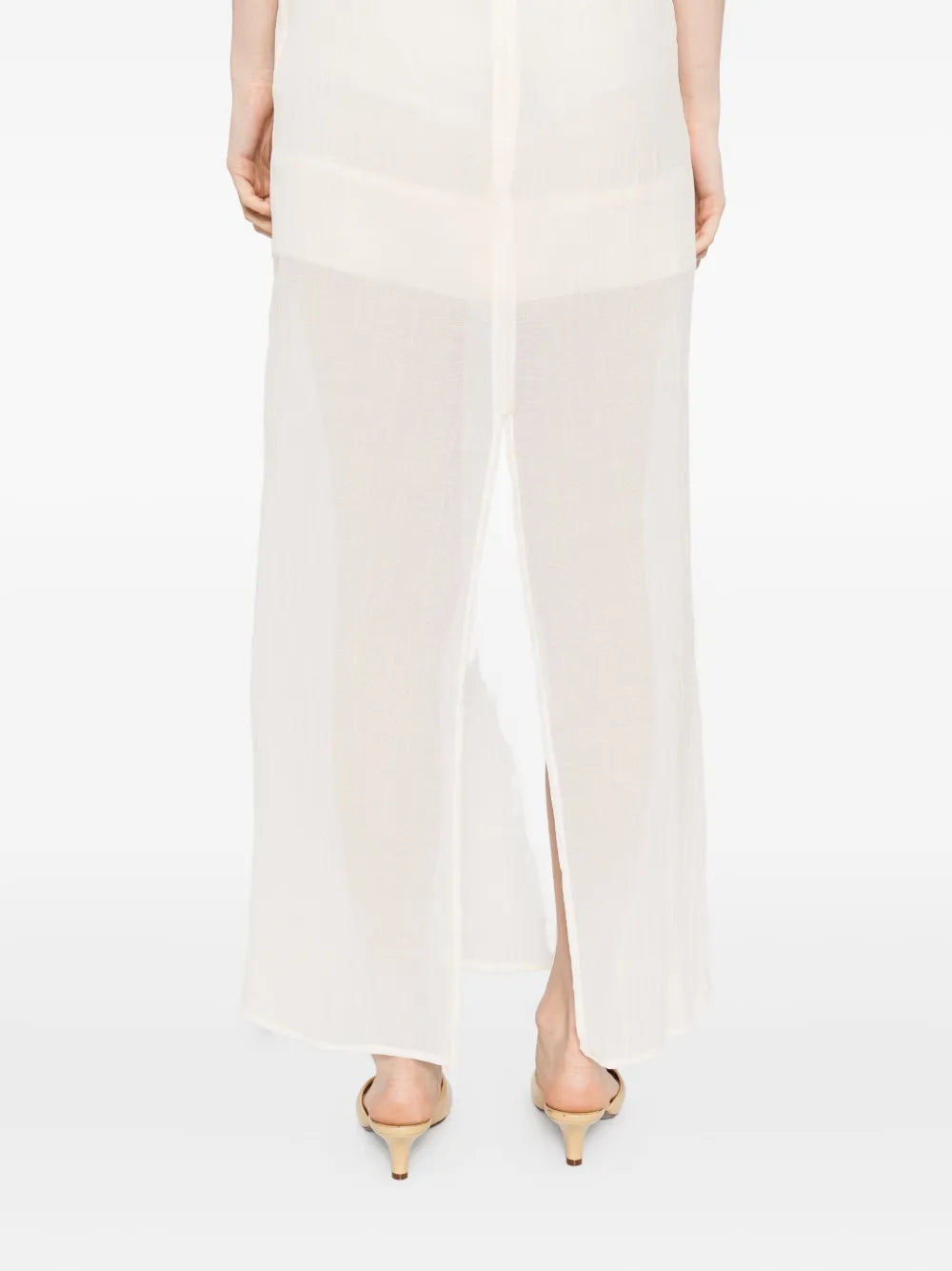 Crinkled Scoop Dress in Ecru