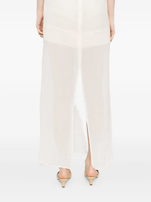 Crinkled Scoop Dress in Ecru