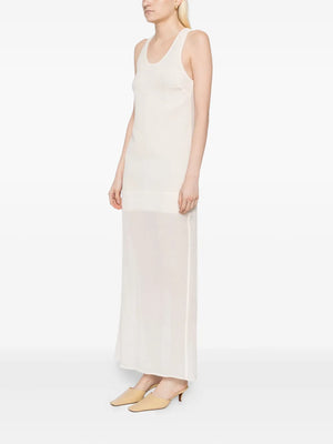 Crinkled Scoop Dress in Ecru