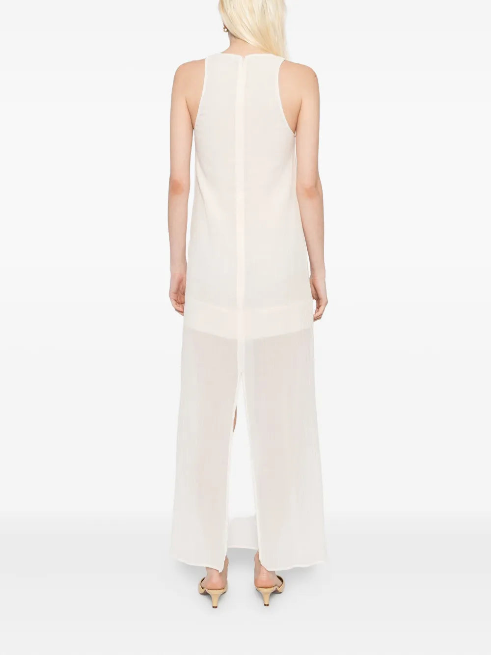 Crinkled Scoop Dress in Ecru