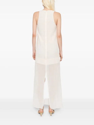 Crinkled Scoop Dress in Ecru