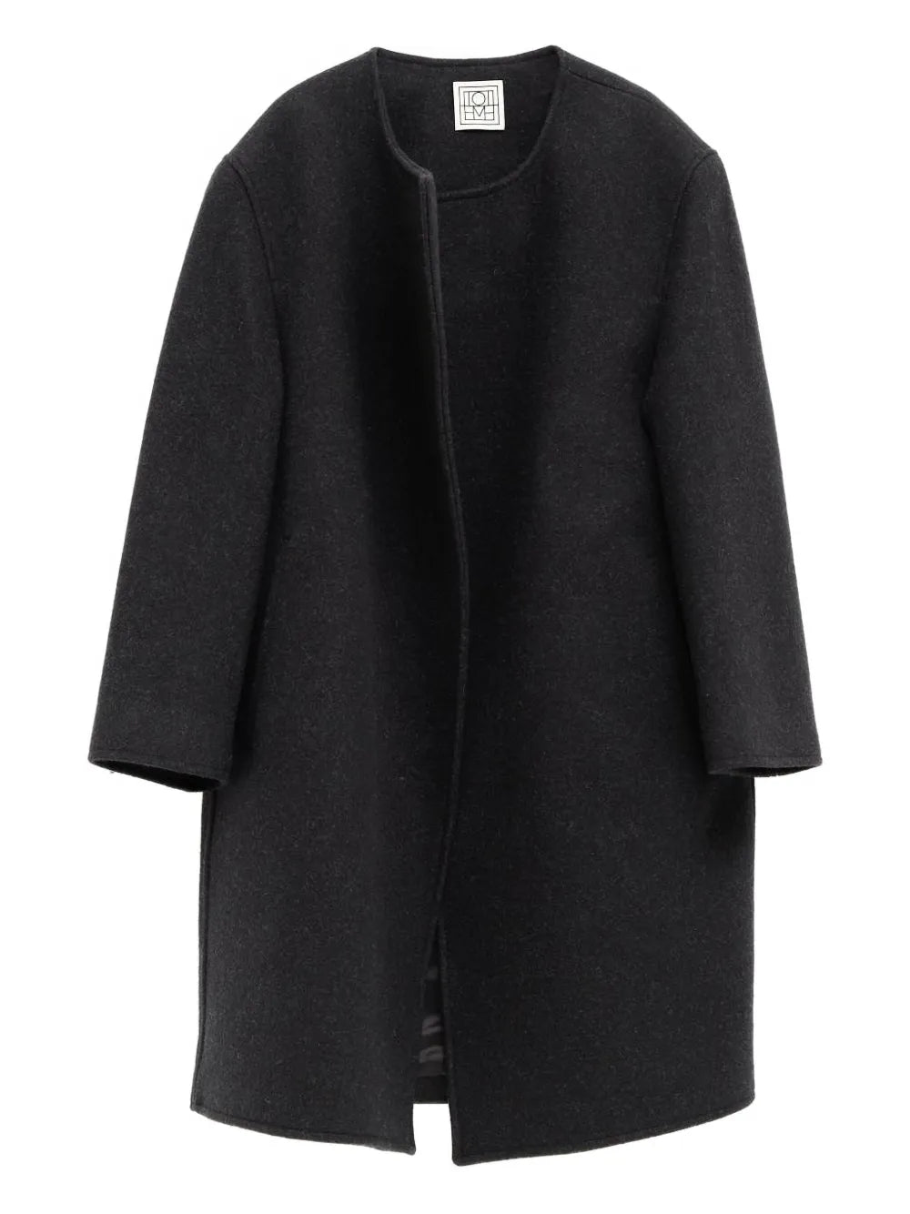 Bell-Sleeve Jacket in Black by TOTEME showcasing sculptural bell sleeves and a minimalist silhouette.
