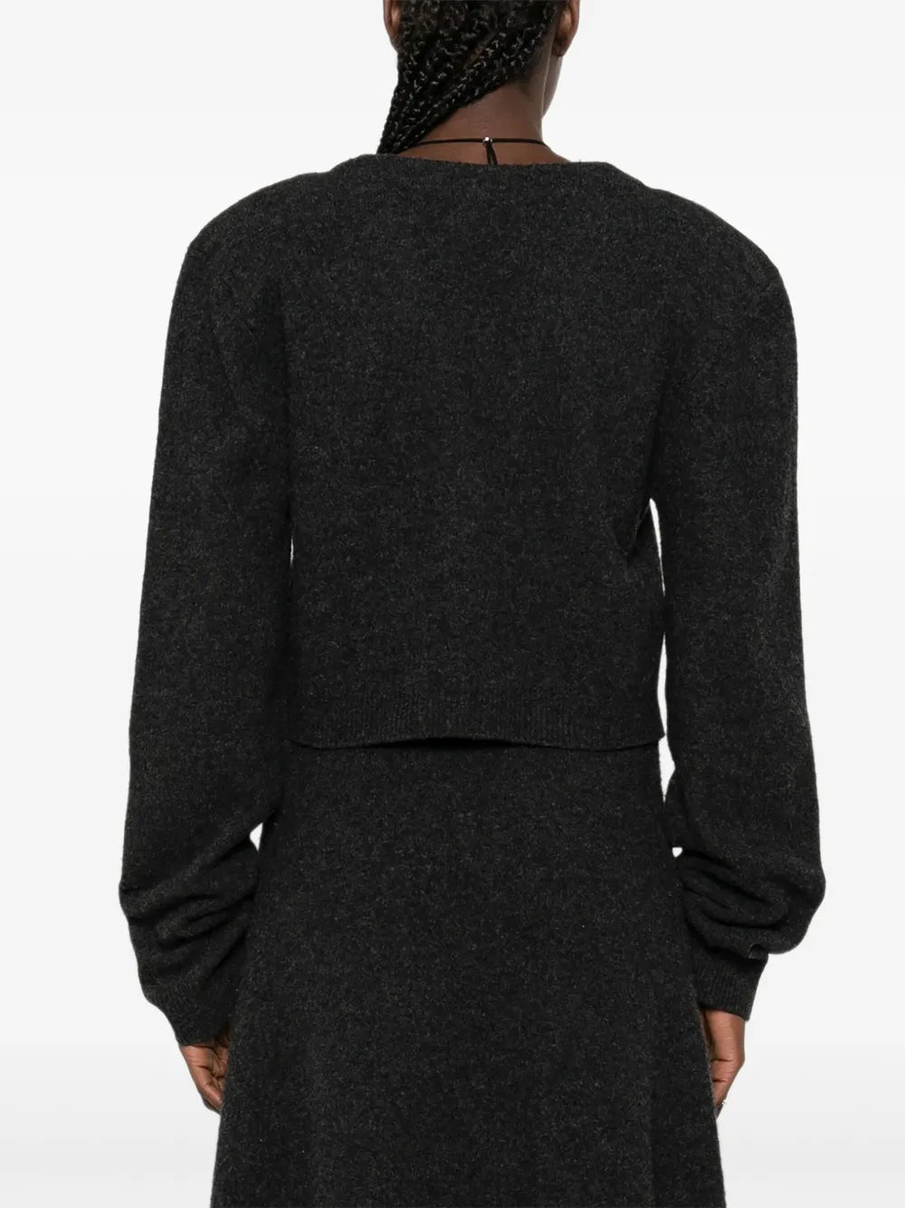 Stylish display of Raddix Cardigan in Charcoal, emphasizing modern elegance and comfort.